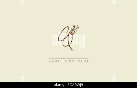 Initial letter CQ Or QC  Signature handwritten wedding botanical floral icon logo vector  design  illustration Stock Vector