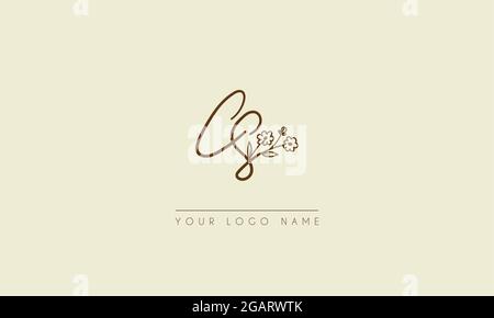 Initial letter CS Or SC Signature handwritten wedding botanical floral icon logo vector  design  illustration Stock Vector