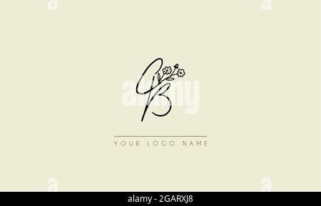 Initial letter CB Or  BC Signature handwritten wedding botanical floral icon logo vector  design  illustration Stock Vector