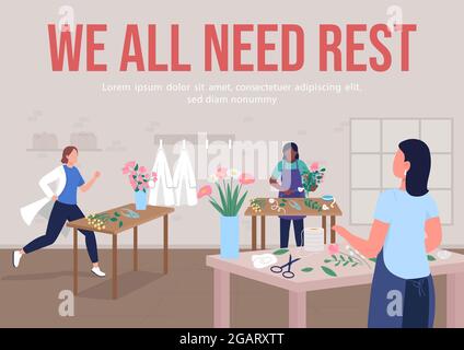 Creative hobby break poster flat vector template Stock Vector