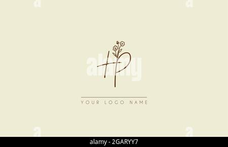 Initial letter HP Or PH Signature handwritten wedding botanical floral icon logo vector  design  illustration Stock Vector