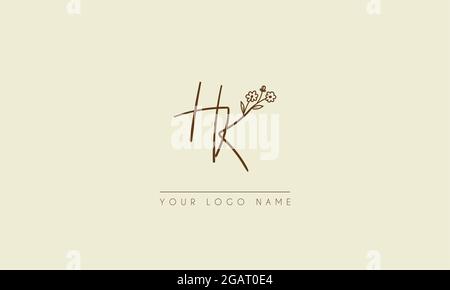 Initial letter HK Or KH  Signature handwritten wedding botanical floral icon logo vector  design  illustration Stock Vector