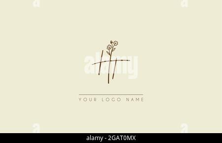 Initial letter HT  Or TH  Signature handwritten wedding botanical floral icon logo vector  design  illustration Stock Vector
