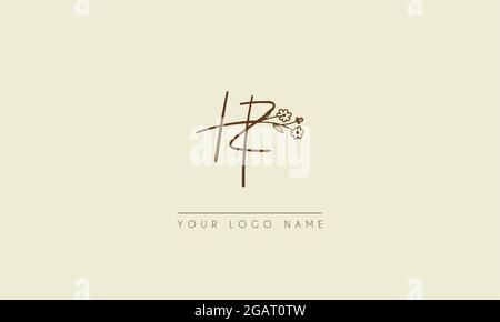 Initial letter HZ Or ZH  Signature handwritten wedding botanical floral icon logo vector  design  illustration Stock Vector