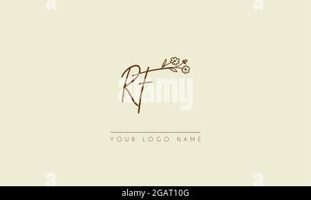 Initial letter RF Or FR Signature handwritten wedding botanical floral icon logo vector  design  illustration Stock Vector