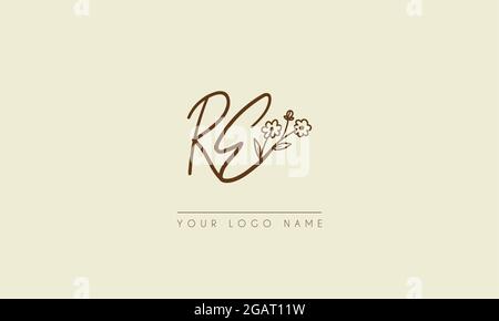 Initial letter RE  Or ER  Signature handwritten wedding botanical floral icon logo vector  design  illustration Stock Vector