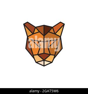 Polygonal Puma emblem isolated on white background. Design template for business. Colorful low poly style. Vector illustration. Stock Vector