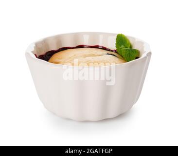 Ramekin with blueberry cobbler on white background Stock Photo - Alamy