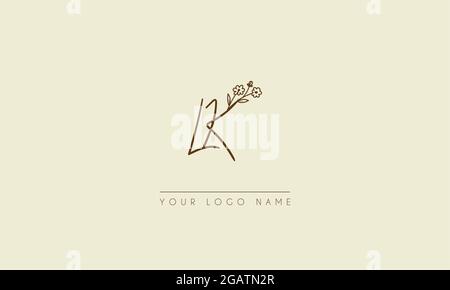 Initial letter LK  Or KL  Signature handwritten wedding botanical floral icon logo vector  design  illustration Stock Vector