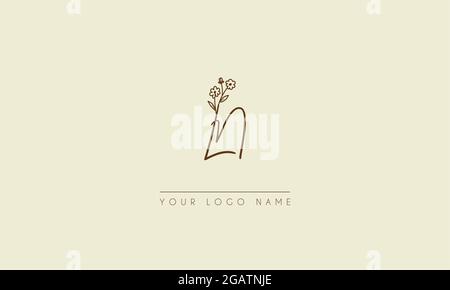 Initial letter LN Or NL Signature handwritten wedding botanical floral icon logo vector  design  illustration Stock Vector