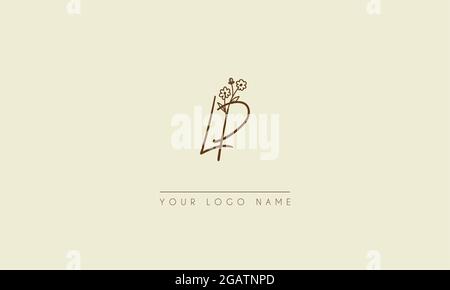 Initial letter LP Or PL Signature handwritten wedding botanical floral icon logo vector  design  illustration Stock Vector