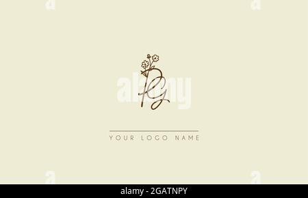 Initial letter PG  Or GP  Signature handwritten wedding botanical floral icon logo vector  design  illustration Stock Vector