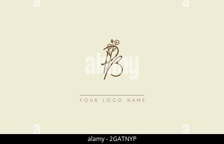 Initial letter PB Or BP  Signature handwritten wedding botanical floral icon logo vector  design  illustration Stock Vector