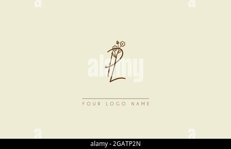 Initial letter PL Or LP  Signature handwritten wedding botanical floral icon logo vector  design  illustration Stock Vector