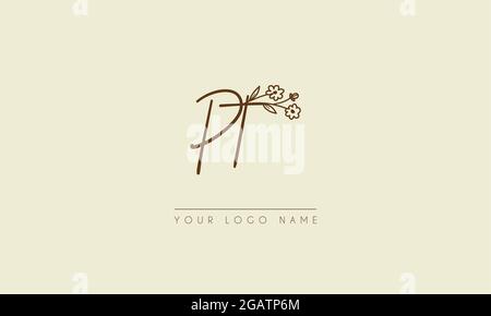 Initial letter QT Or TQ  Signature handwritten wedding botanical floral icon logo vector  design  illustration Stock Vector