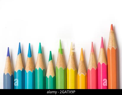 Color pencils isolated on white background. Stock Photo