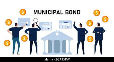 municipal bonds investment debt for city town government office financial funding diversify Stock Vector