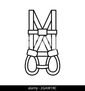 A full body harness line icon. Personal protection equipment. Height worker safety gear. Construction industry protective workwear. Vector clip art Stock Vector