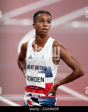 Great Britain's Daniel Rowden reacts after the second semi-final of the Men's 800 metres at the Olympic Stadium on the ninth day of the Tokyo 2020 Olympic Games in Japan. Picture date: Sunday August 1, 2021. Stock Photo