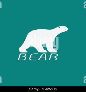 Vector image of an bear white design on blue background. Easy editable layered vector illustration. Wild Animals. Stock Vector