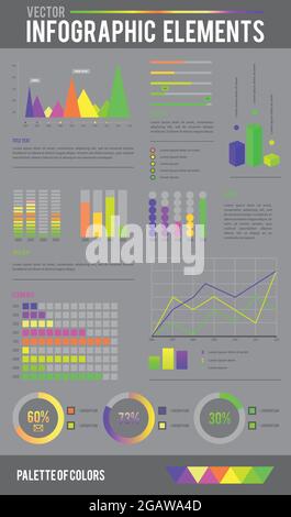 Set Infographic Elements Collection. Flat ITdesign style for presentation Stock Vector