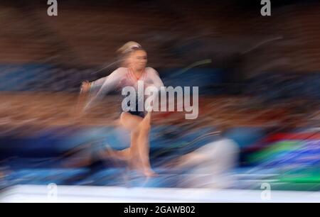 Tokyo, Japan. 1st Aug, 2021. Mykayla Skinner of the United States competes during the women's vault final of the artistic gymnastics competition at Tokyo 2020 Olympic Games in Tokyo, Japan, on Aug. 1, 2021. Credit: Cao Can/Xinhua/Alamy Live News Stock Photo