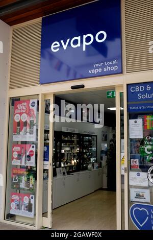 evapo vape retail shop in westwood cross shopping complex,east kent,uk july  2021 Stock Photo