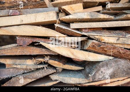 wooden slices log closeup detail Stock Photo