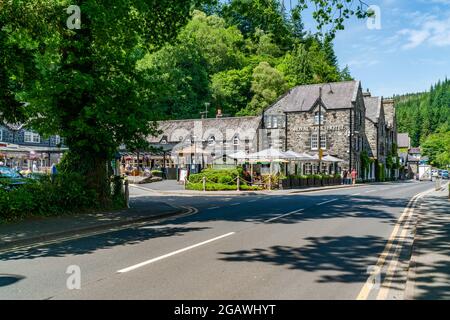 BETWS-Y-COED, WALES - JULY 02, 2021: Betws-y-coed is a picturesque village in the Conwy valley in Wales Stock Photo