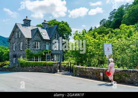 BETWS-Y-COED, WALES - JULY 02, 2021: Betws-y-coed is a picturesque village in the Conwy valley in Snowdonia region of Wales. Stock Photo