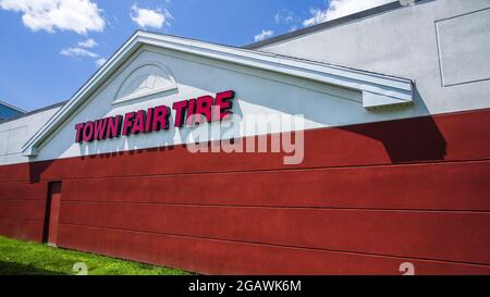 NORWALK, CT, USA - JULY 31, 2021: Town Fair Tire building near Poet Road in nice summer day Stock Photo