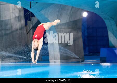 July 31, 2021: Pamela Ware of Canada diving during the Women's 3m Springboard Semifinal at Tokyo Aquatics Centre in Tokyo, Japan. Daniel Lea/CSM} Stock Photo