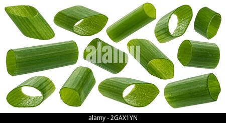 Green onion, chopped chives isolated on white background  Stock Photo