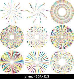 Radial, concentric, circular triangles shape, design element, icon – stock vector illustration, clip-art graphics Stock Vector