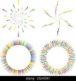 Radial, concentric, circular triangles shape, design element, icon – stock vector illustration, clip-art graphics Stock Vector