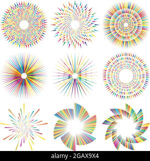 Radial, concentric, circular triangles shape, design element, icon – stock vector illustration, clip-art graphics Stock Vector