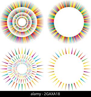 Radial, concentric, circular triangles shape, design element, icon – stock vector illustration, clip-art graphics Stock Vector