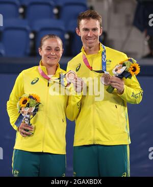 Ashleigh Barty And John Peers, Of Australia, Pose With The Bronze Medal ...