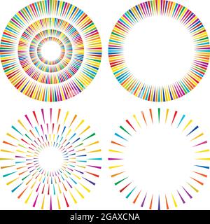 Radial, concentric, circular triangles shape, design element, icon – stock vector illustration, clip-art graphics Stock Vector