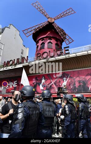 National Protest against COVID-19 health passport in Paris - France - 31 of July 2021 Stock Photo