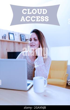 Sign displaying Cloud Access. Word Written on Software tool between the organization and the provider Social Media Influencer Creating Online Presence Stock Photo
