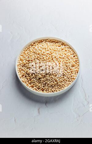 Israeli Couscous on a White Background, Isolated – FOODPIX WHITE - COPYSPACE - ROOM FOR TEXT Stock Photo