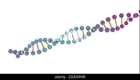 color visualization of DNA analysis isolated on white background 3d rotation animation, for montage and medical training. High quality 4k footage Stock Photo