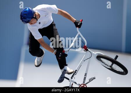 August 1, 2021: RIM NAKAMURA (JPN) competes in the Cycling BMX Racing Men's Park Final during the Tokyo 2020 Olympic Games at Ariake Sports Park BMX Freestyle. (Credit Image: © Rodrigo Reyes Marin/ZUMA Press Wire) Stock Photo