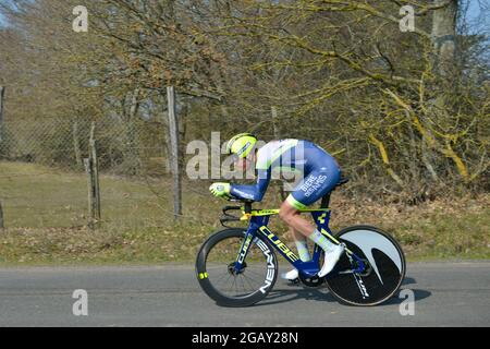 Gien, France. 09th Mar, 2021. Boy Van Poppel (team Intermarche - Wanty - Gobert materiaux) in action during the 3rd stage of Paris-Nice cycling race.The 3rd stage is an individual time trial of 14, 4 kilometers around the city of Gien (Burgundy). The winner of the stage is the Swiss rider Stefan Biffegger from the EF Education - Nippo team. Credit: SOPA Images Limited/Alamy Live News Stock Photo