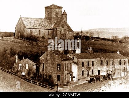 Hargreave's Arms and St. Michael's Church, Lumb, Victorian period Stock Photo