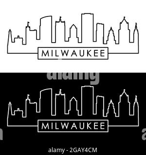 Milwaukee skyline. Linear style. Editable vector file. Stock Vector