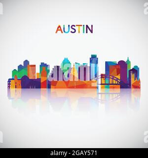 Austin skyline silhouette in colorful geometric style. Symbol for your design. Vector illustration. Stock Vector