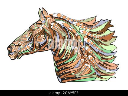abstract ethnic multicolor horse isolated on white background Stock Vector