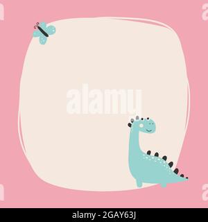 Cute baby dinosaur. Hand drawn pterodactyl. Flat cartoon vector ...